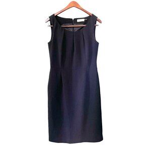 Calvin Klein Black Pleated Sleeveless Sheath Dress Women's Size Medium Office